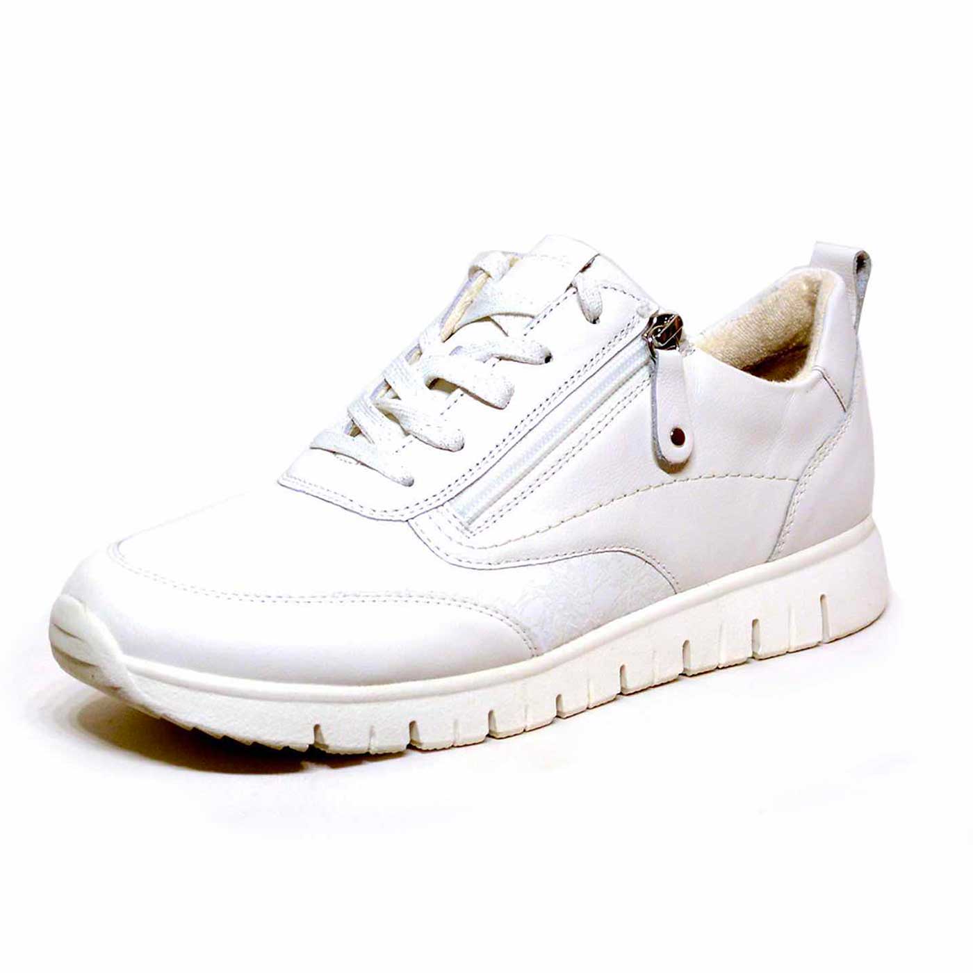 basket cuir lisse blanc, chaussures femme grande taille