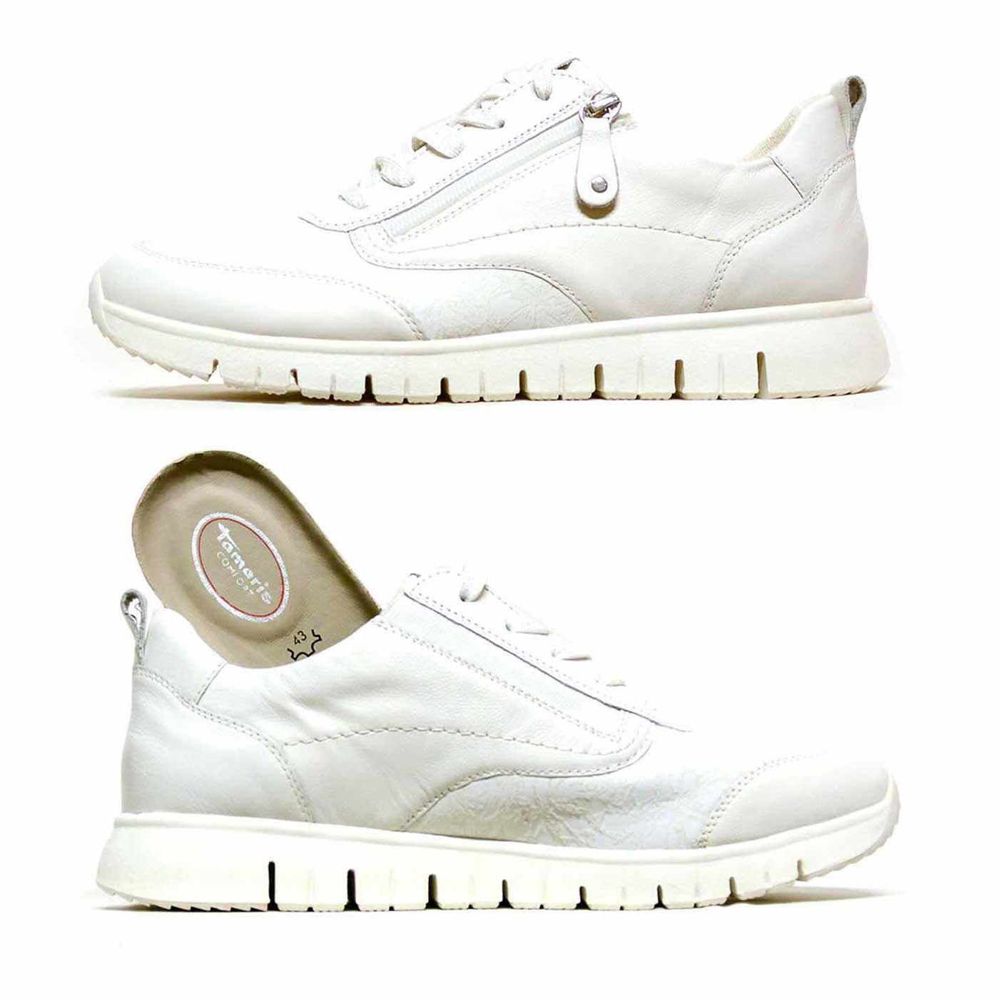 basket cuir lisse blanc, chaussures femme grande taille