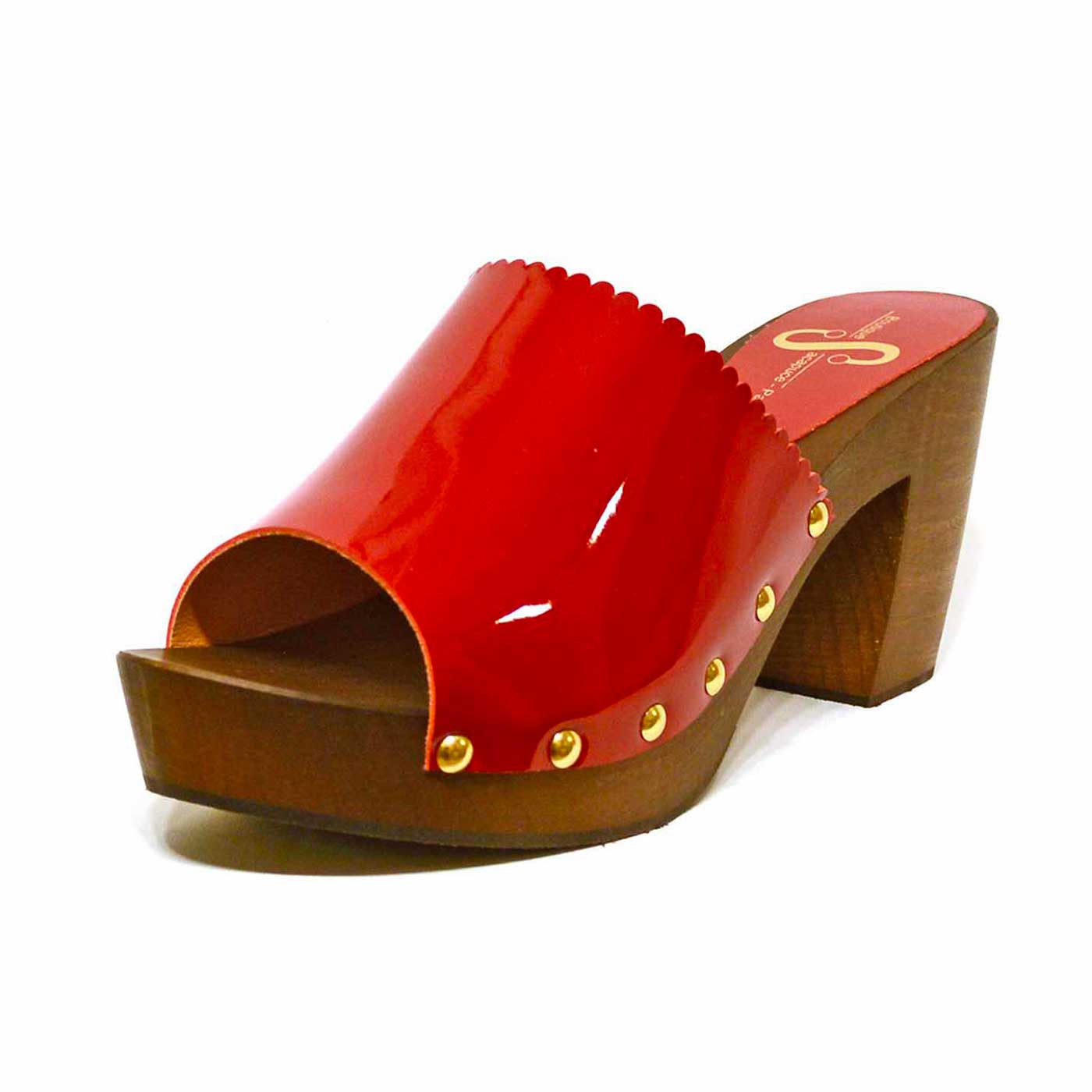 sabots vernis rouge, chaussures femme grande taille