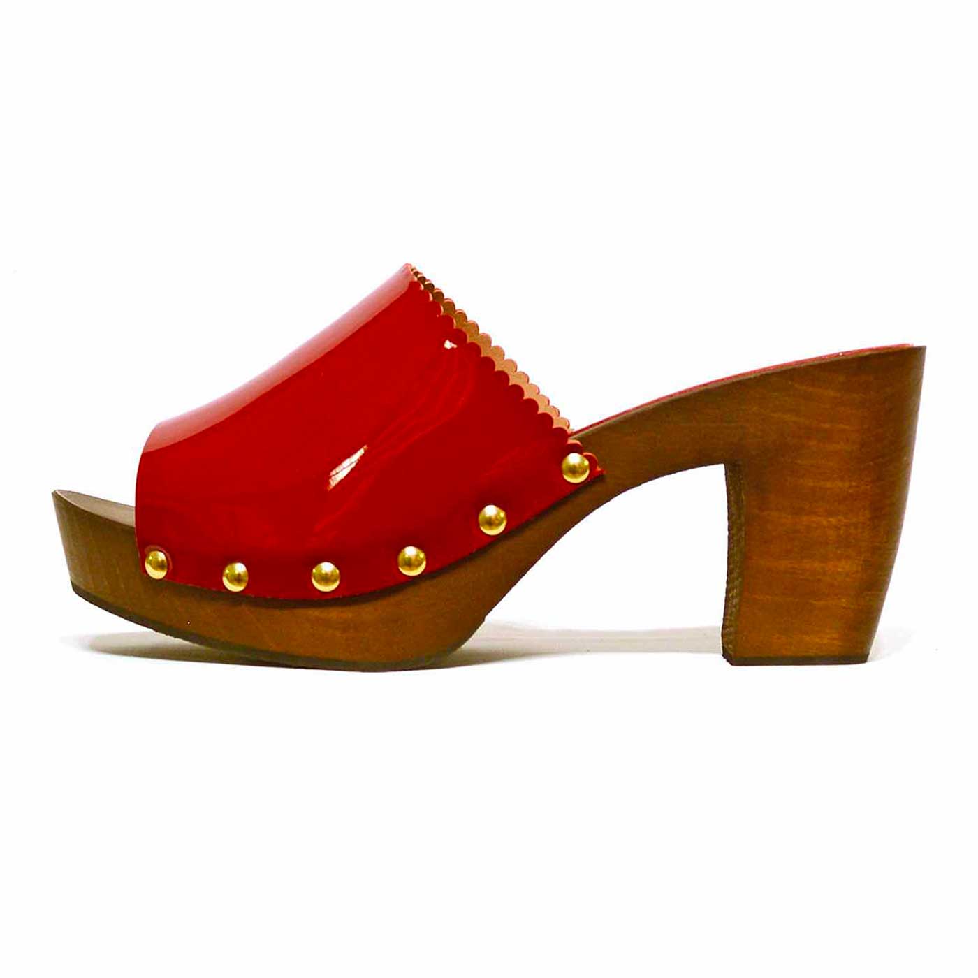 sabots vernis rouge, chaussures femme grande taille