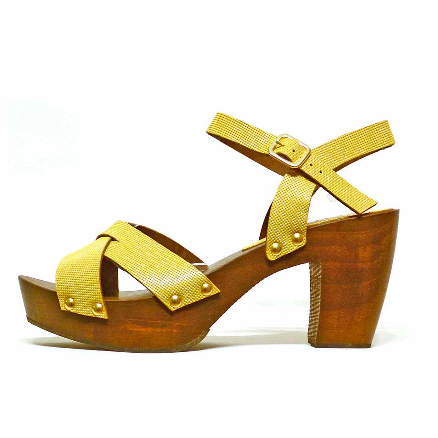 sabots irisé jaune, chaussures femme grande taille