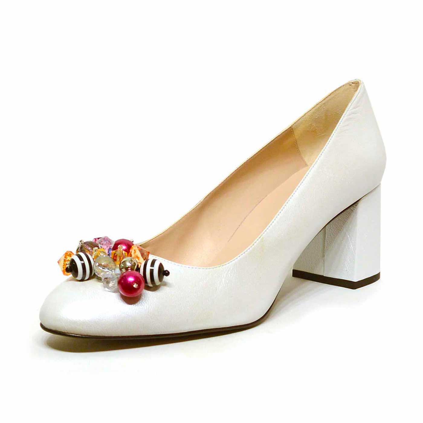 escarpins cuir fripé beige, chaussures femme grande taille