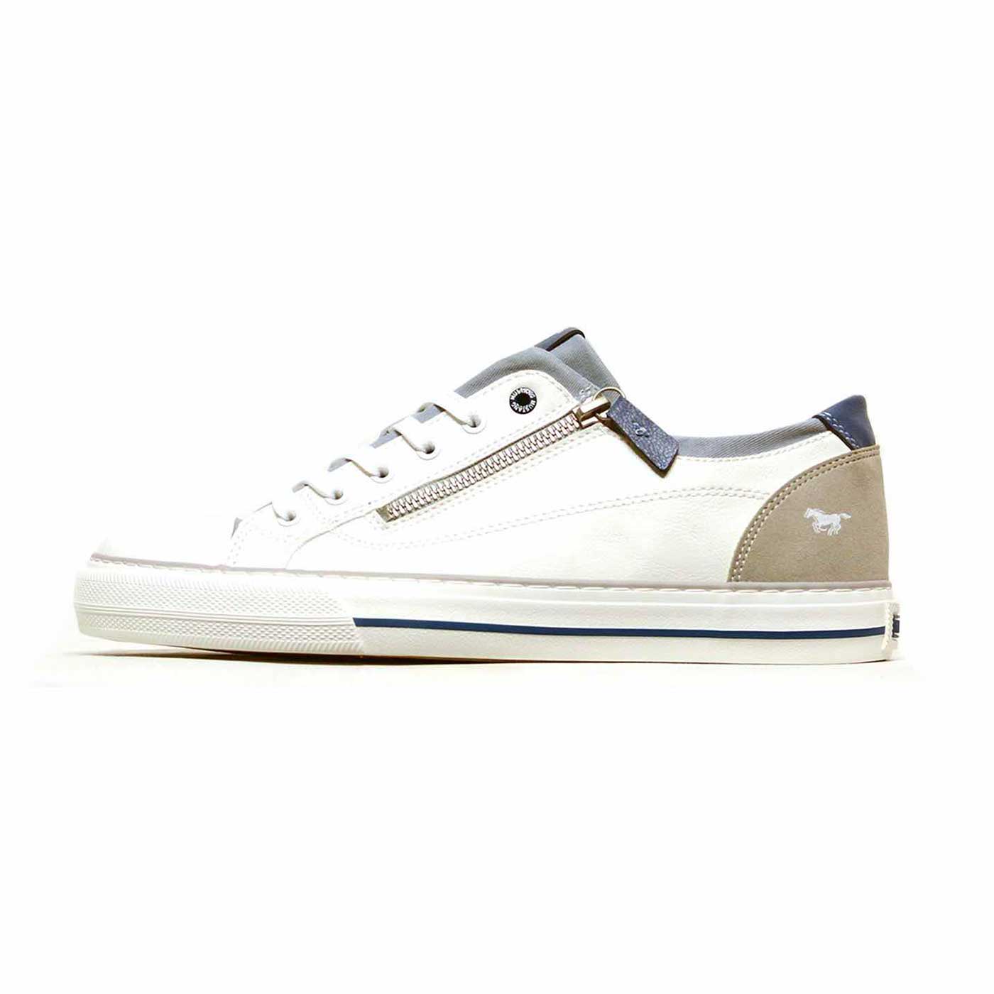 basket cuir grainé blanc bleu, chaussures femme grande taille