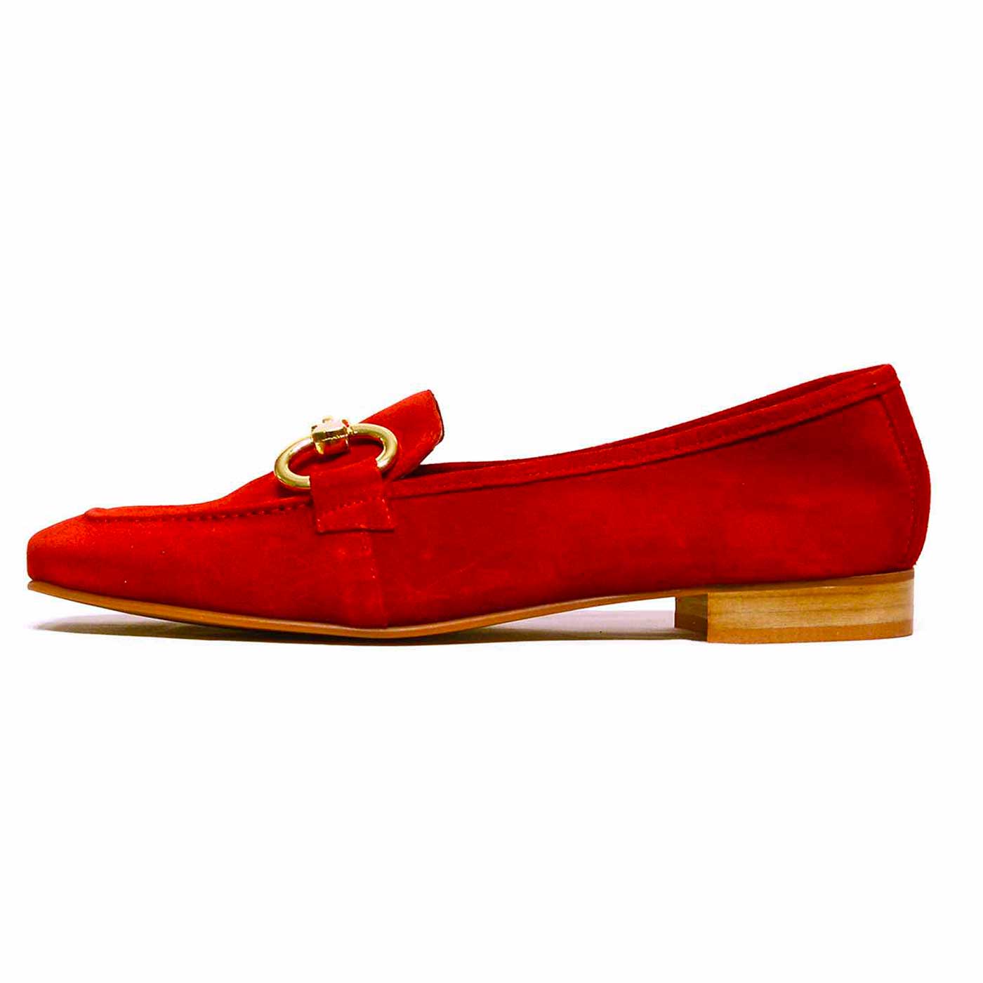 mocassins velours rouge, chaussures femme grande taille