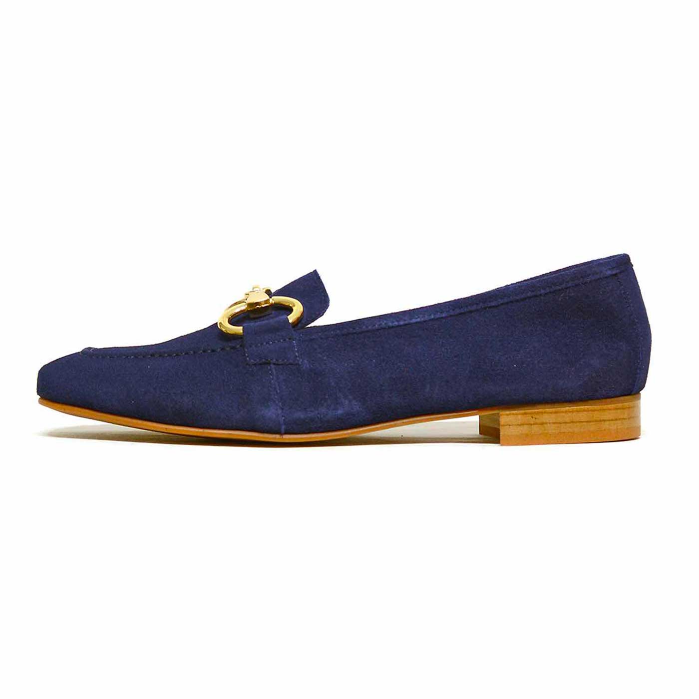 mocassins velours bleu, chaussures femme grande taille