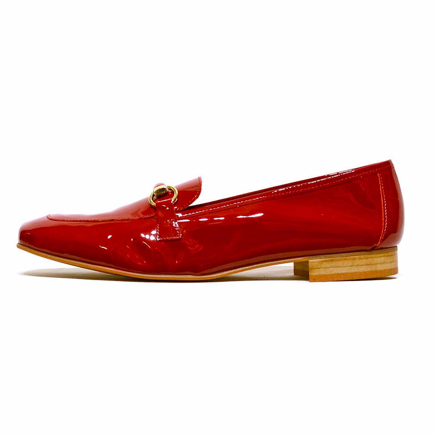 mocassins vernis rouge, chaussures femme grande taille