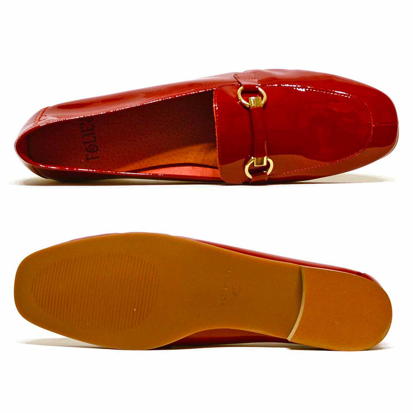 mocassins vernis rouge, chaussures femme grande taille