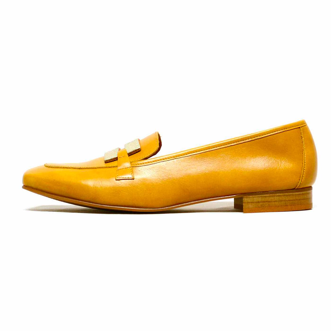 mocassins cuir lisse jaune, chaussures femme grande taille