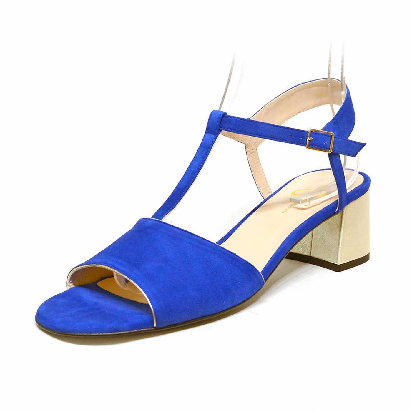 sandales velours bleu, chaussures femme grande taille