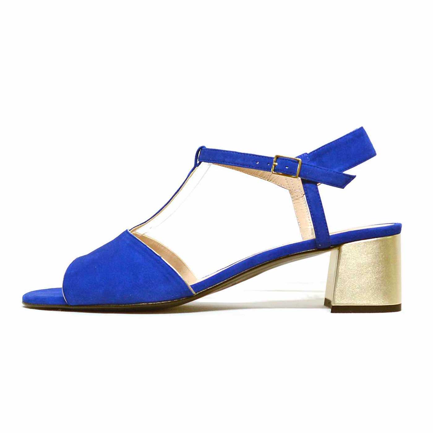 sandales velours bleu, chaussures femme grande taille