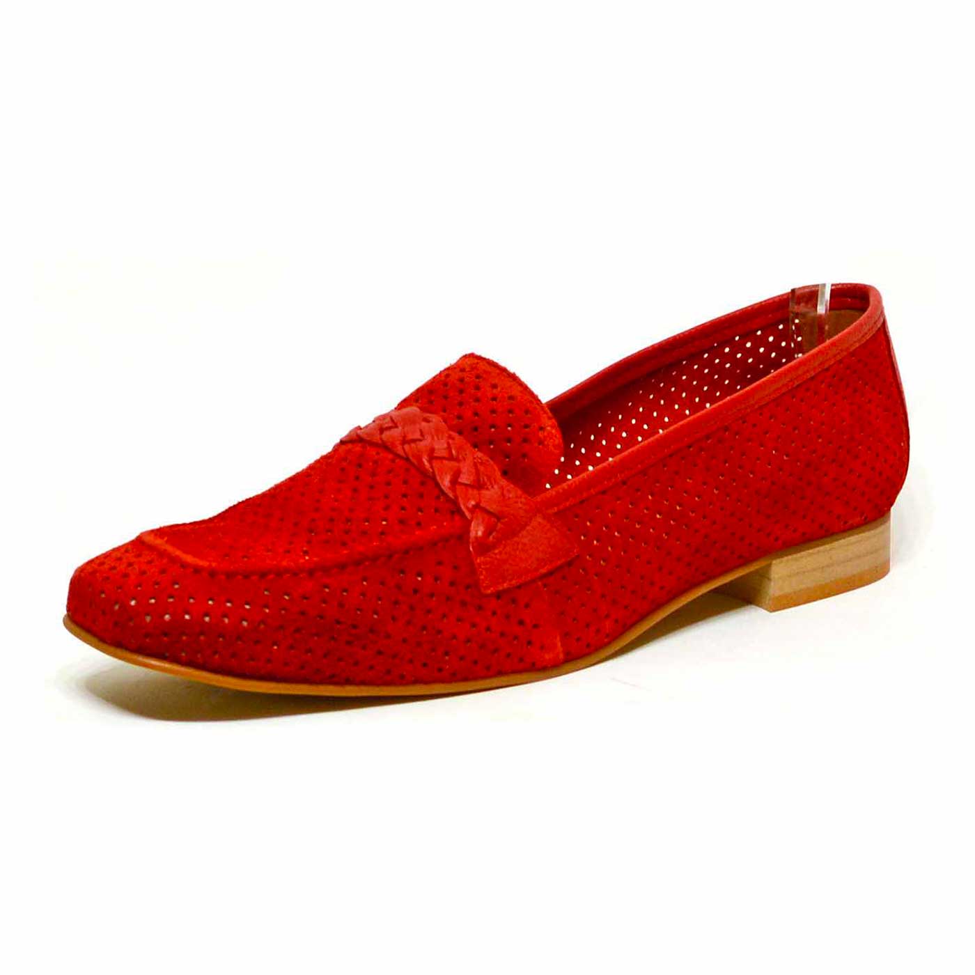 mocassins velours rouge, chaussures femme grande taille