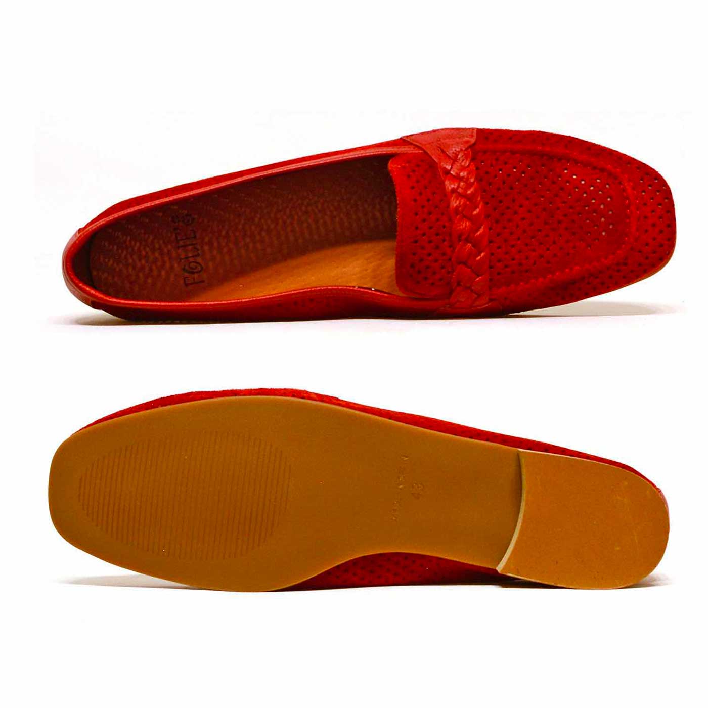 mocassins velours rouge, chaussures femme grande taille