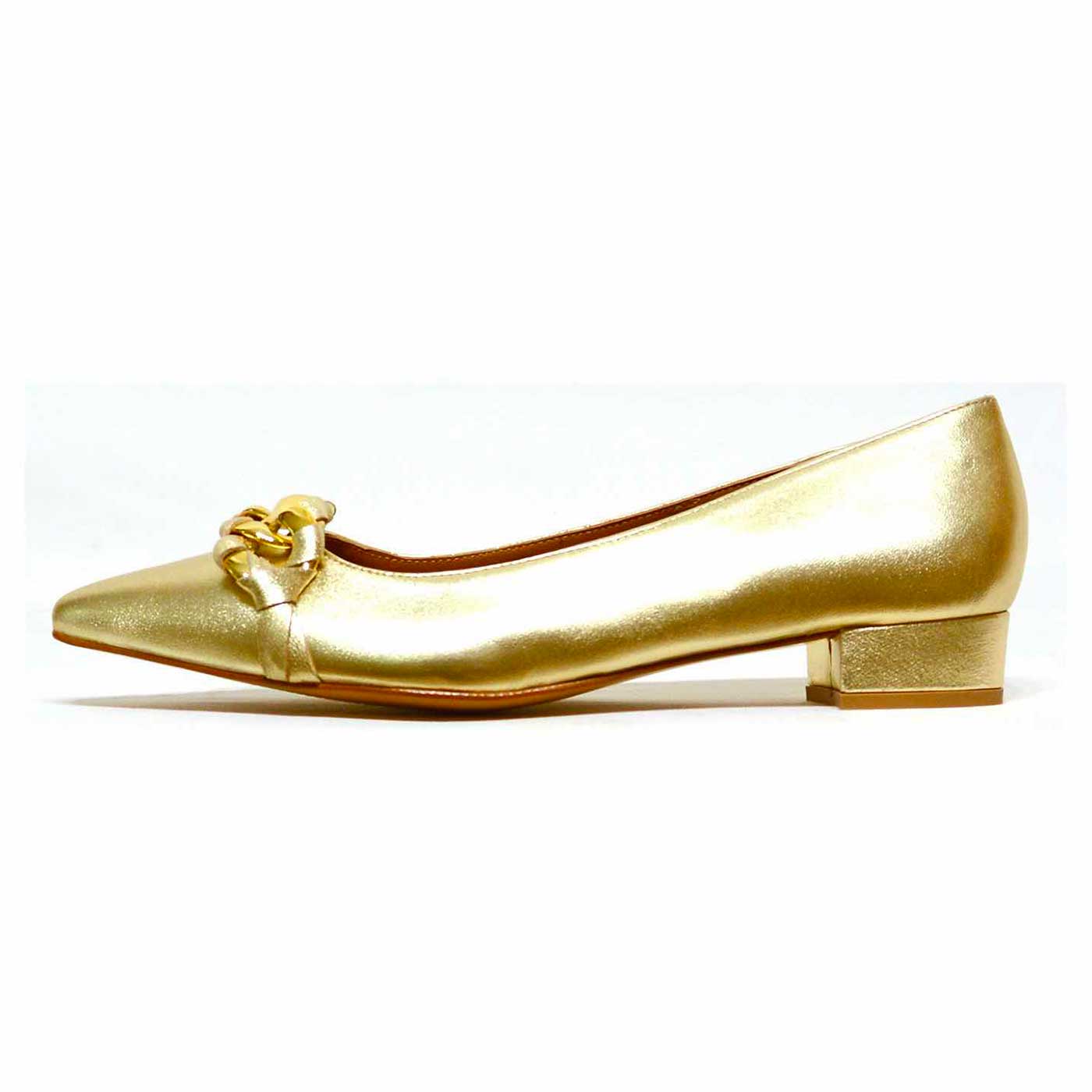 ballerines cuir lisse platine or, chaussures femme grande taille