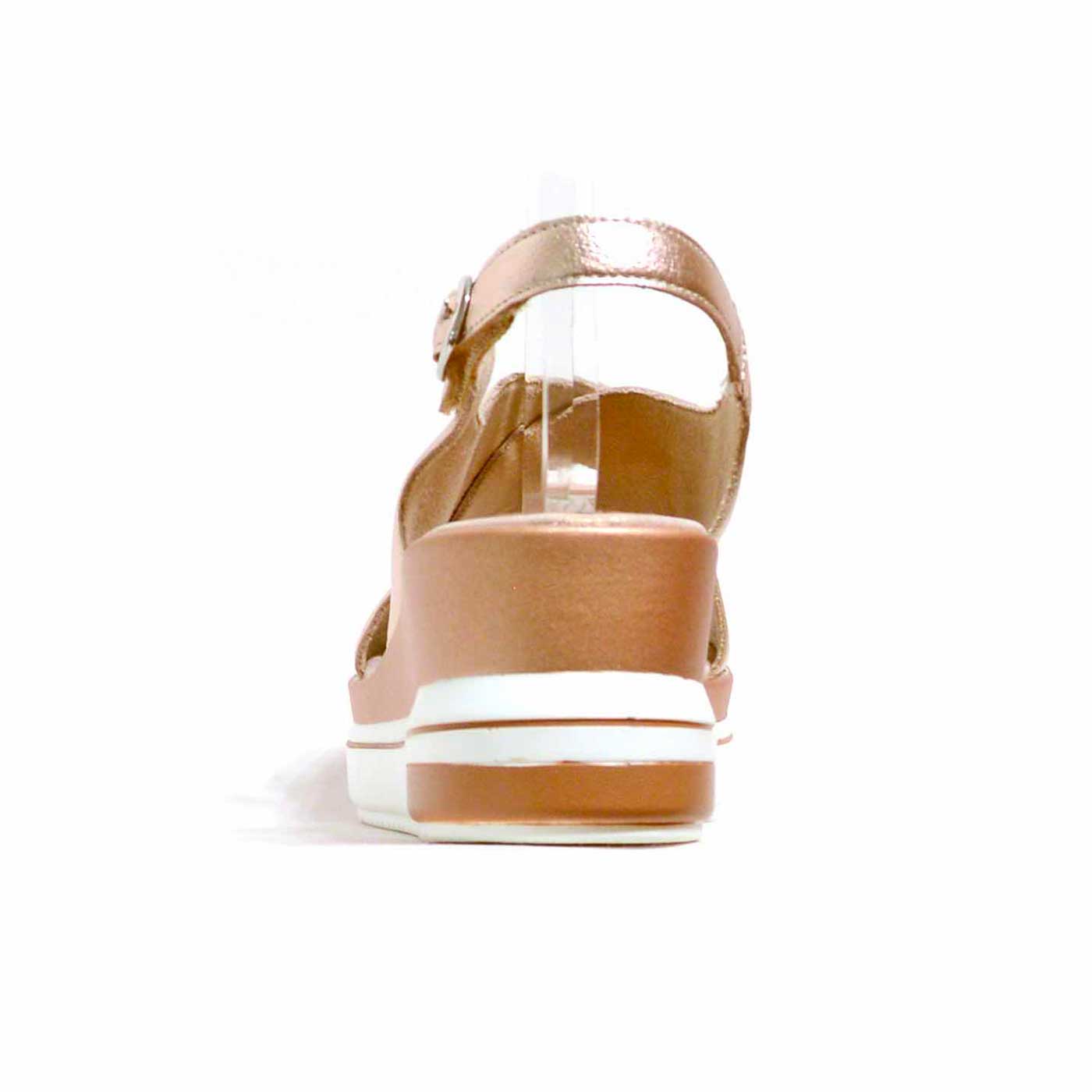 sandalettes cuir grainé bronze metallise, chaussures femme grande taille