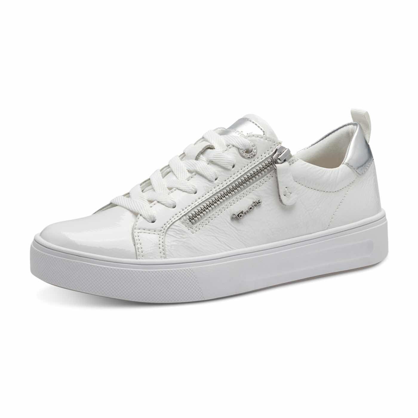 basket vernis blanc, chaussures femme grande taille