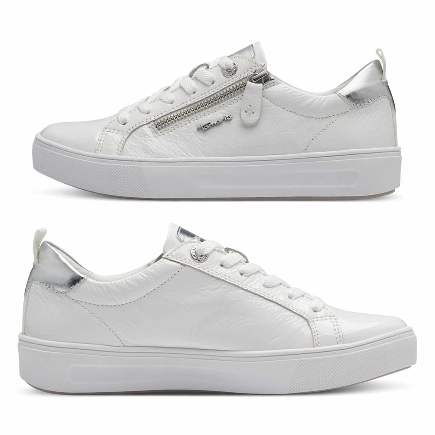 basket vernis blanc, chaussures femme grande taille