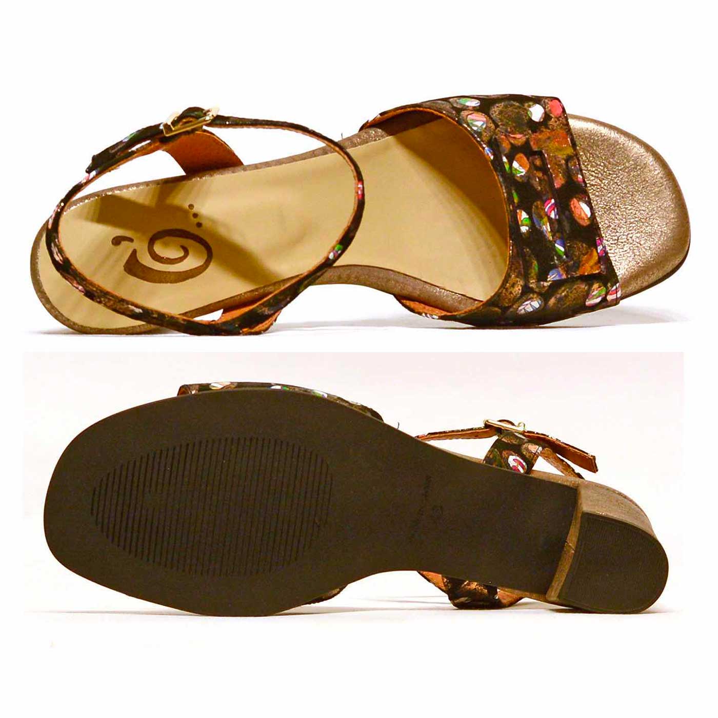 sandales métallisées multicolore noir, chaussures femme grande taille