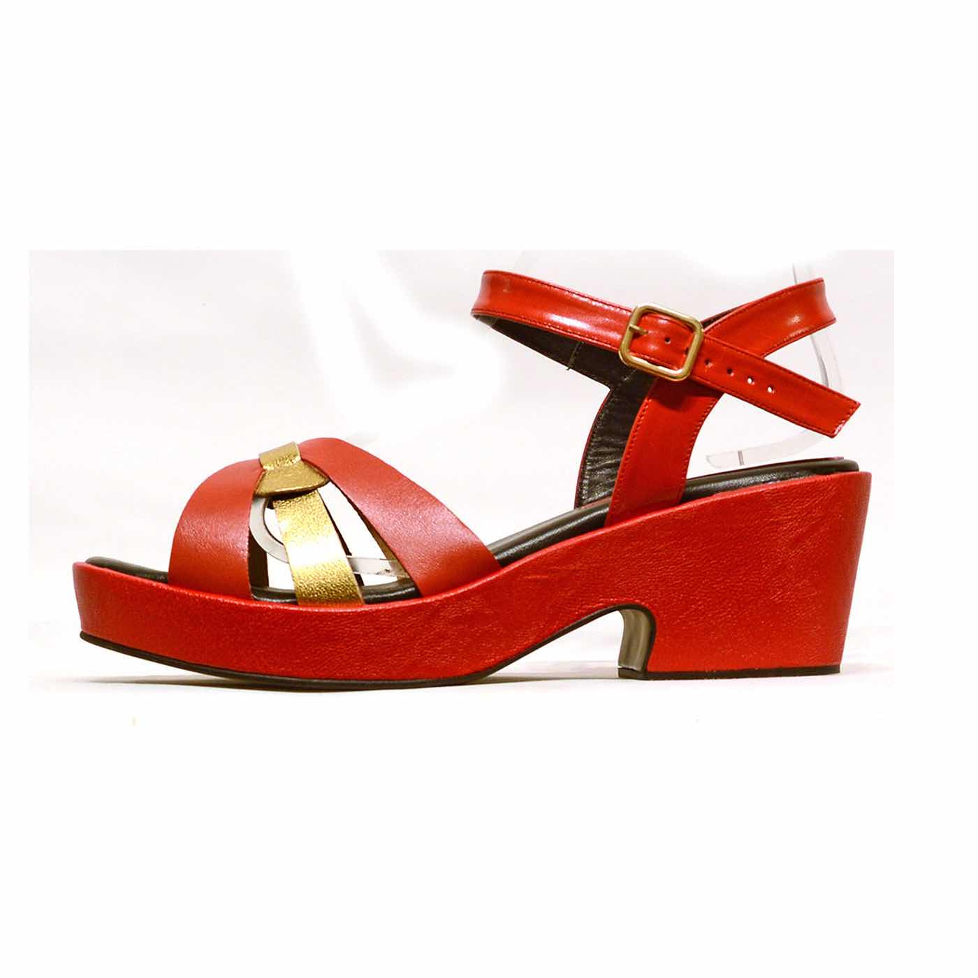 sandales cuir lisse rouge, chaussures femme grande taille