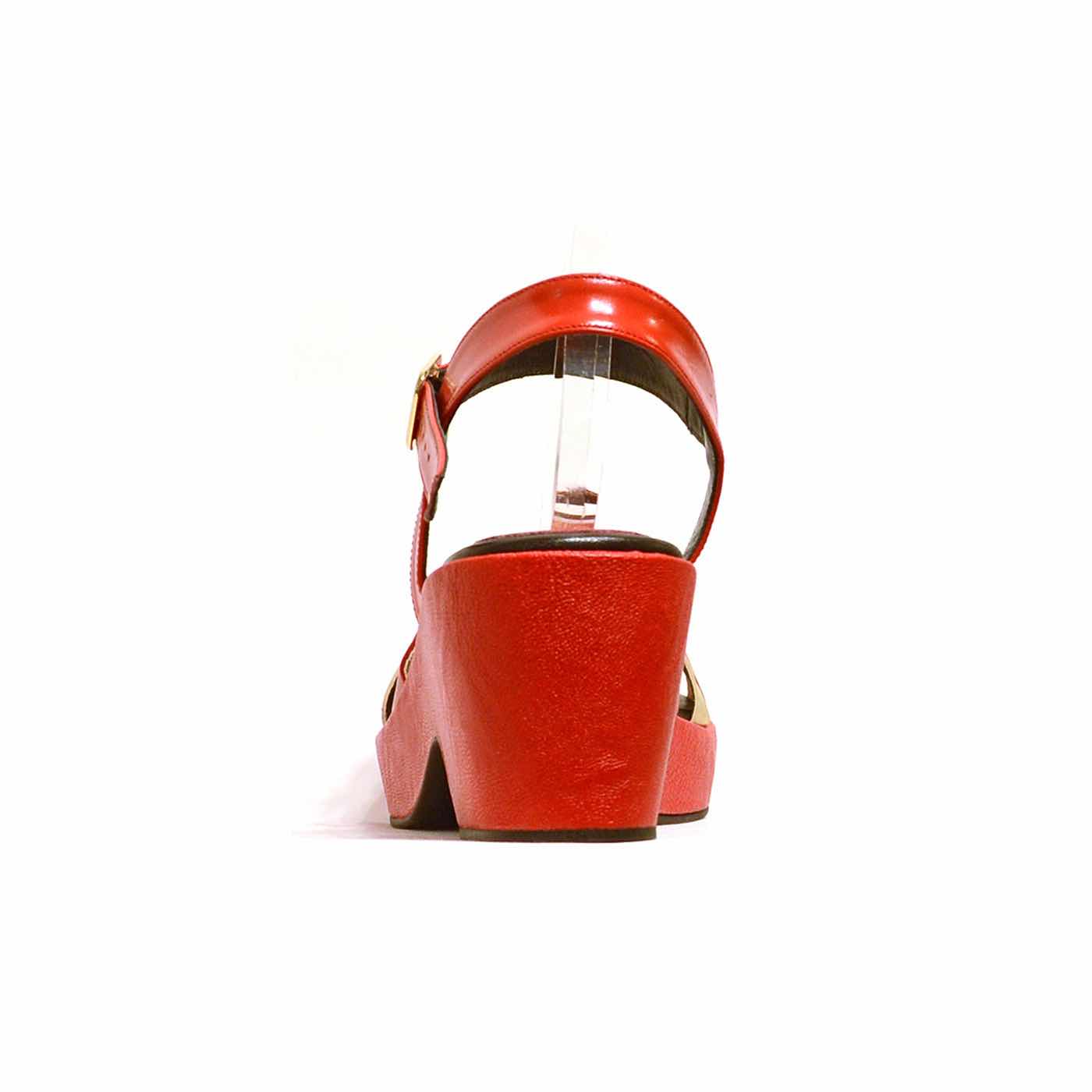 sandales cuir lisse rouge, chaussures femme grande taille