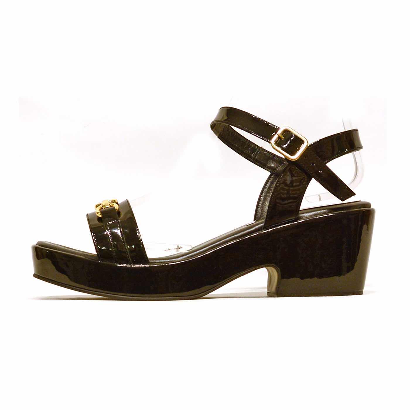 sandales vernis noir, chaussures femme grande taille