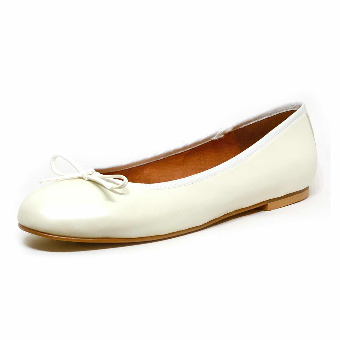 ballerines cuir lisse blanc, chaussures femme grande taille