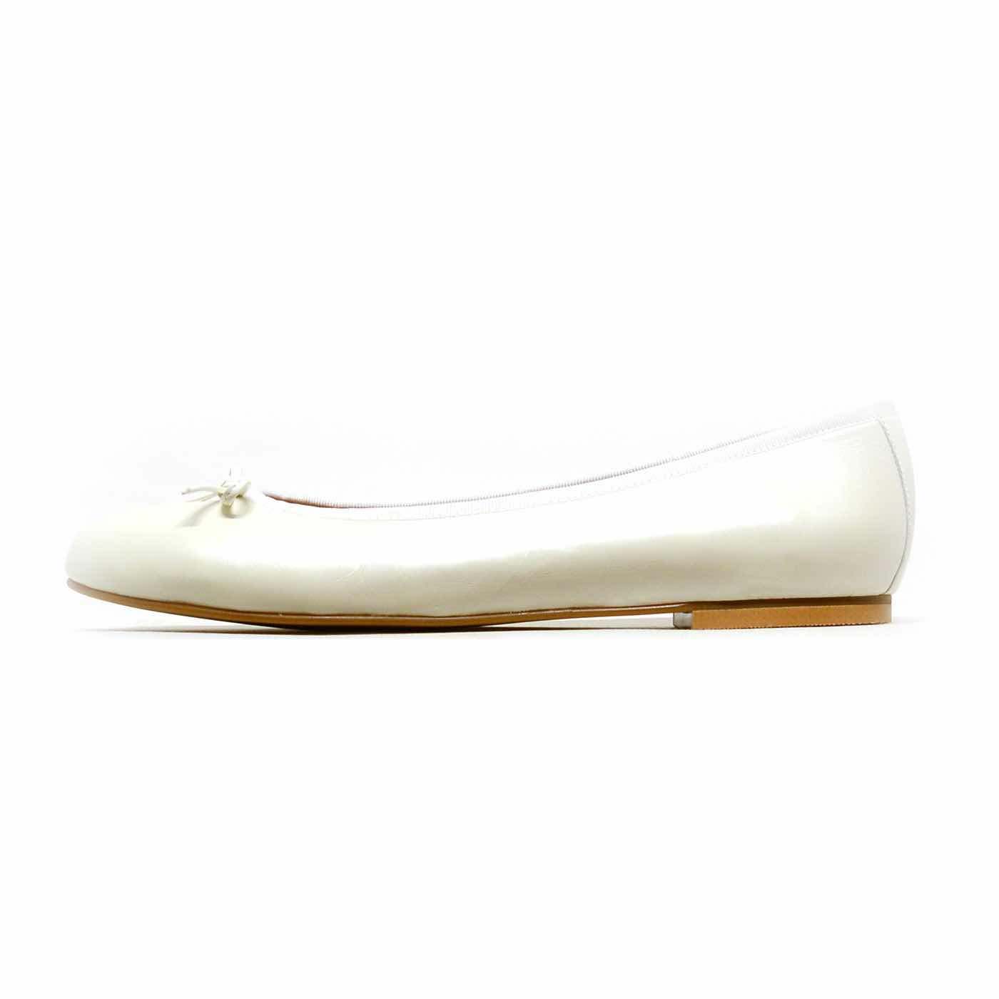 ballerines cuir lisse blanc, chaussures femme grande taille