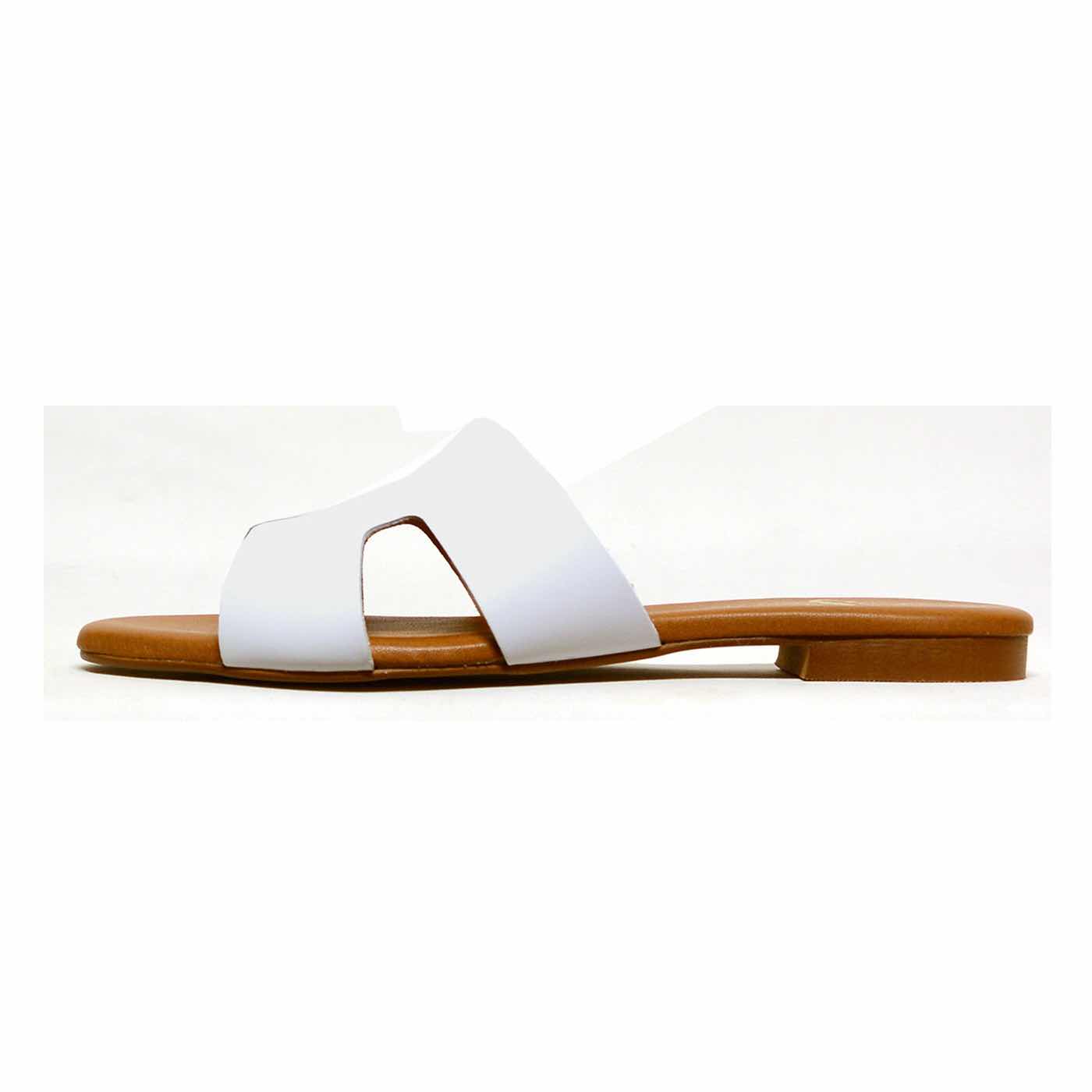 mules cuir lisse blanc, chaussures femme grande taille