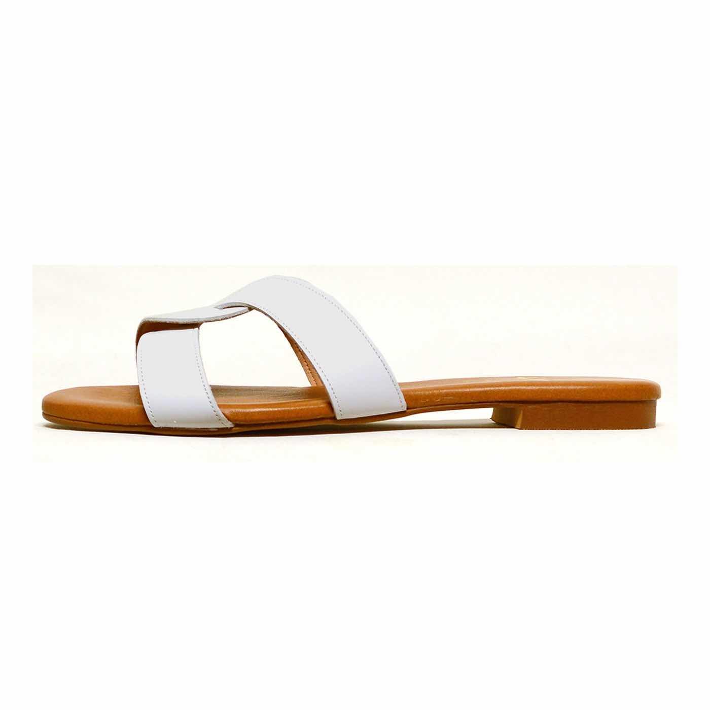 mules cuir lisse blanc, chaussures femme grande taille