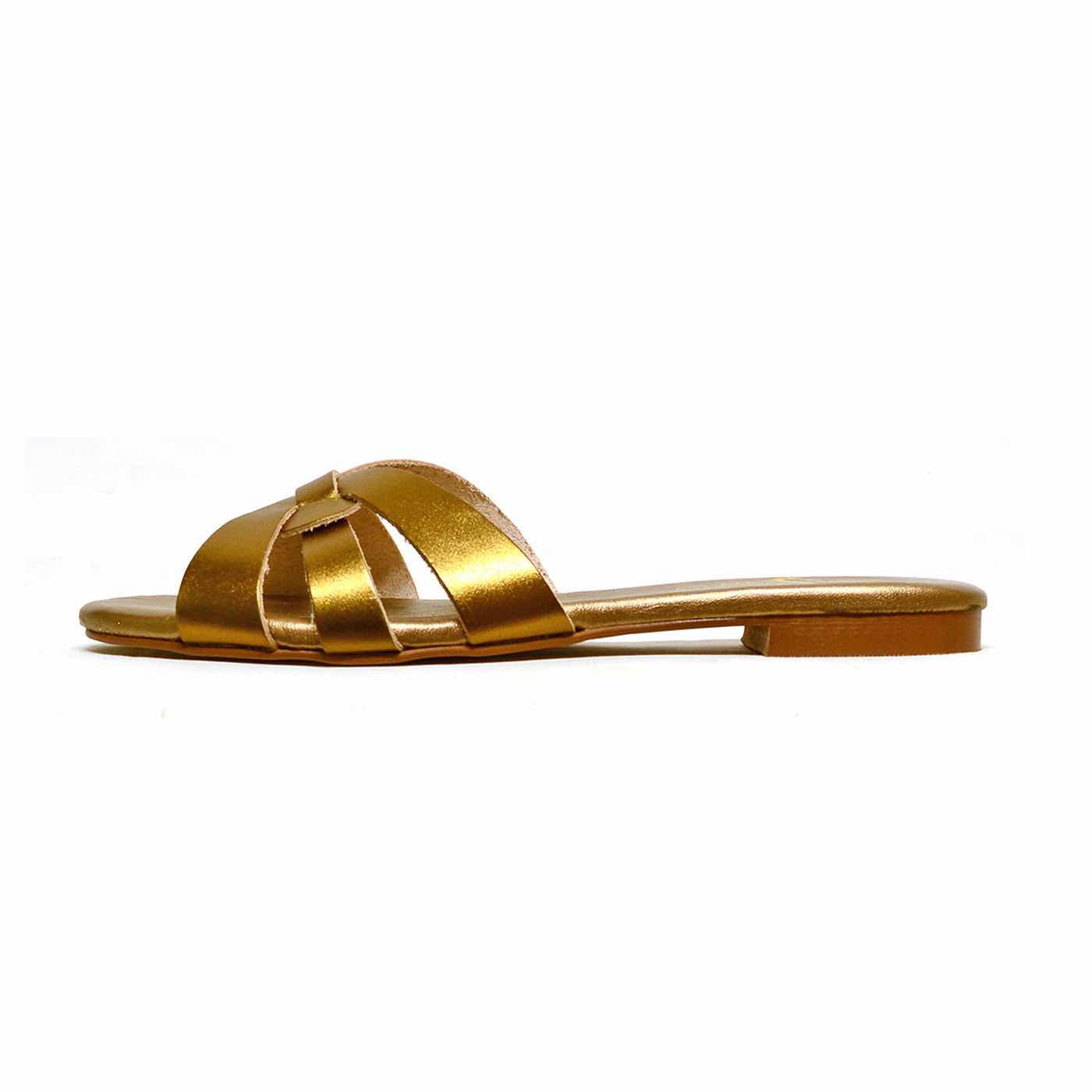 mules cuir lisse bronze, chaussures femme grande taille