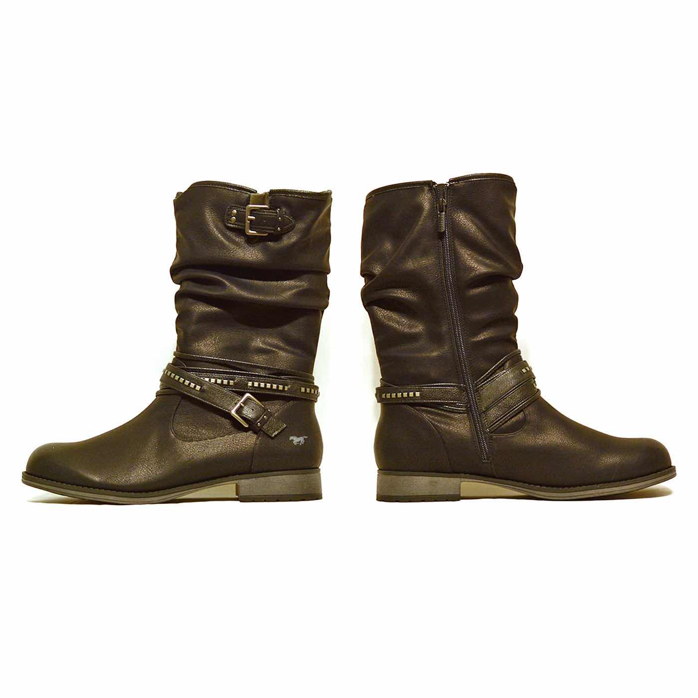 bottes simili cuir noir, chaussures femme grande taille