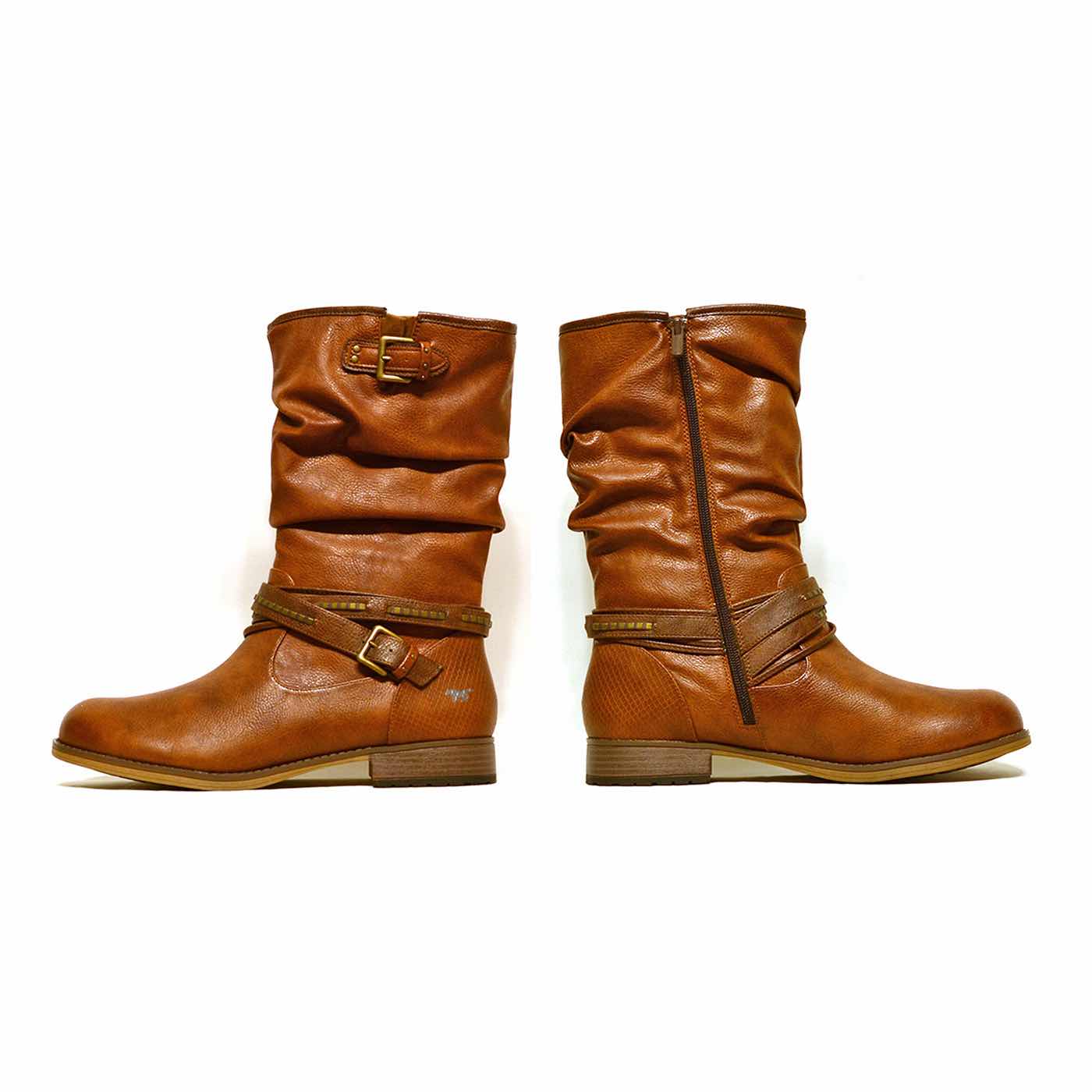 bottes simili cuir marron, chaussures femme grande taille