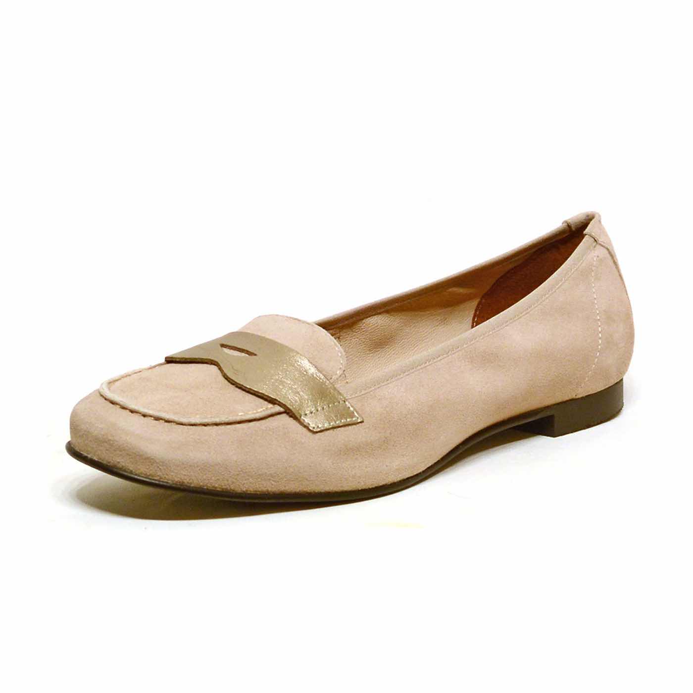 mocassins velours beige, chaussures femme grande taille