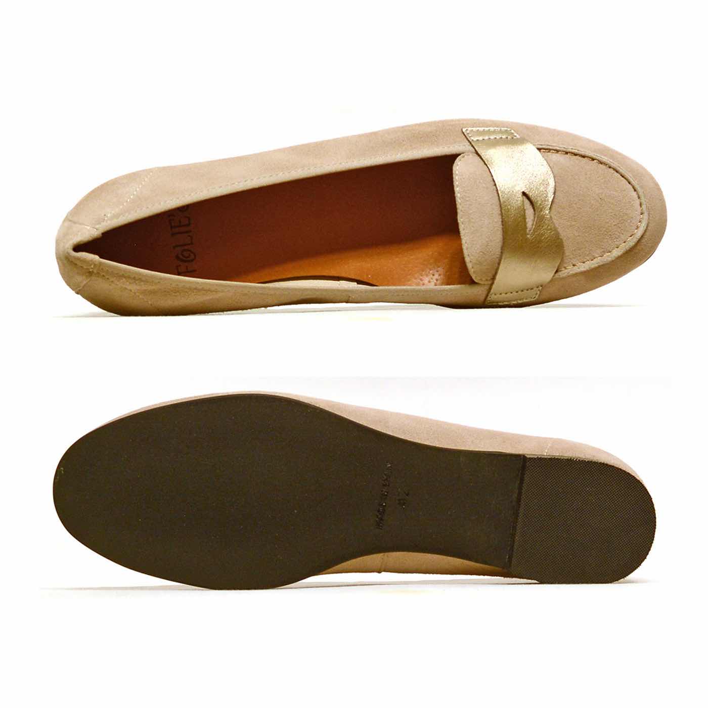 mocassins velours beige, chaussures femme grande taille