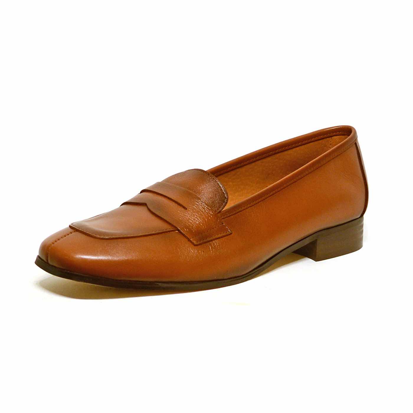 mocassins cuir lisse marron, chaussures femme grande taille