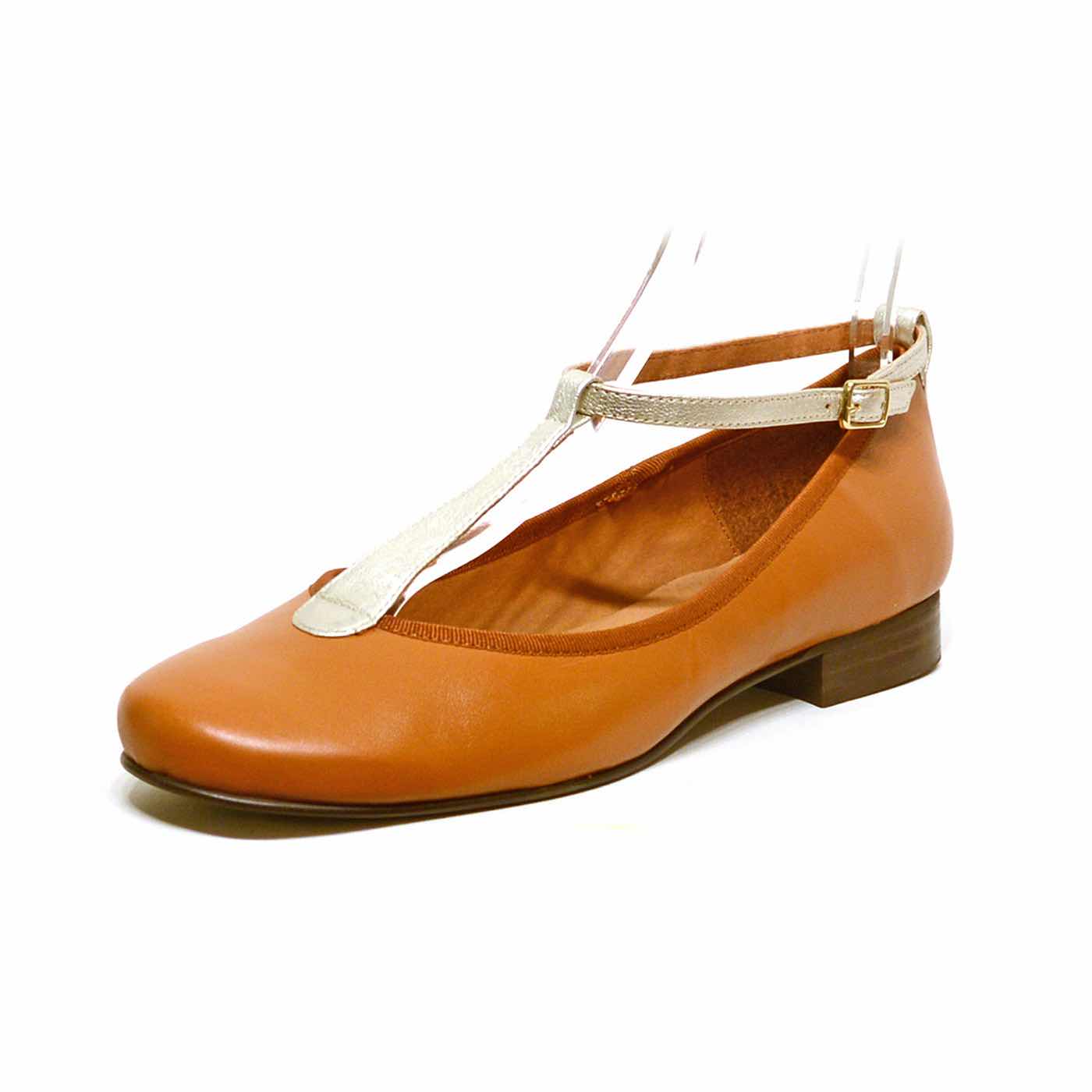 ballerines cuir lisse camel, chaussures femme grande taille