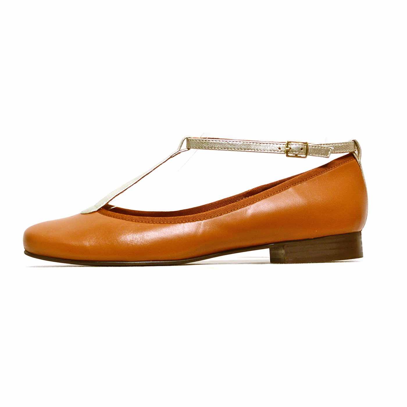 ballerines cuir lisse camel, chaussures femme grande taille