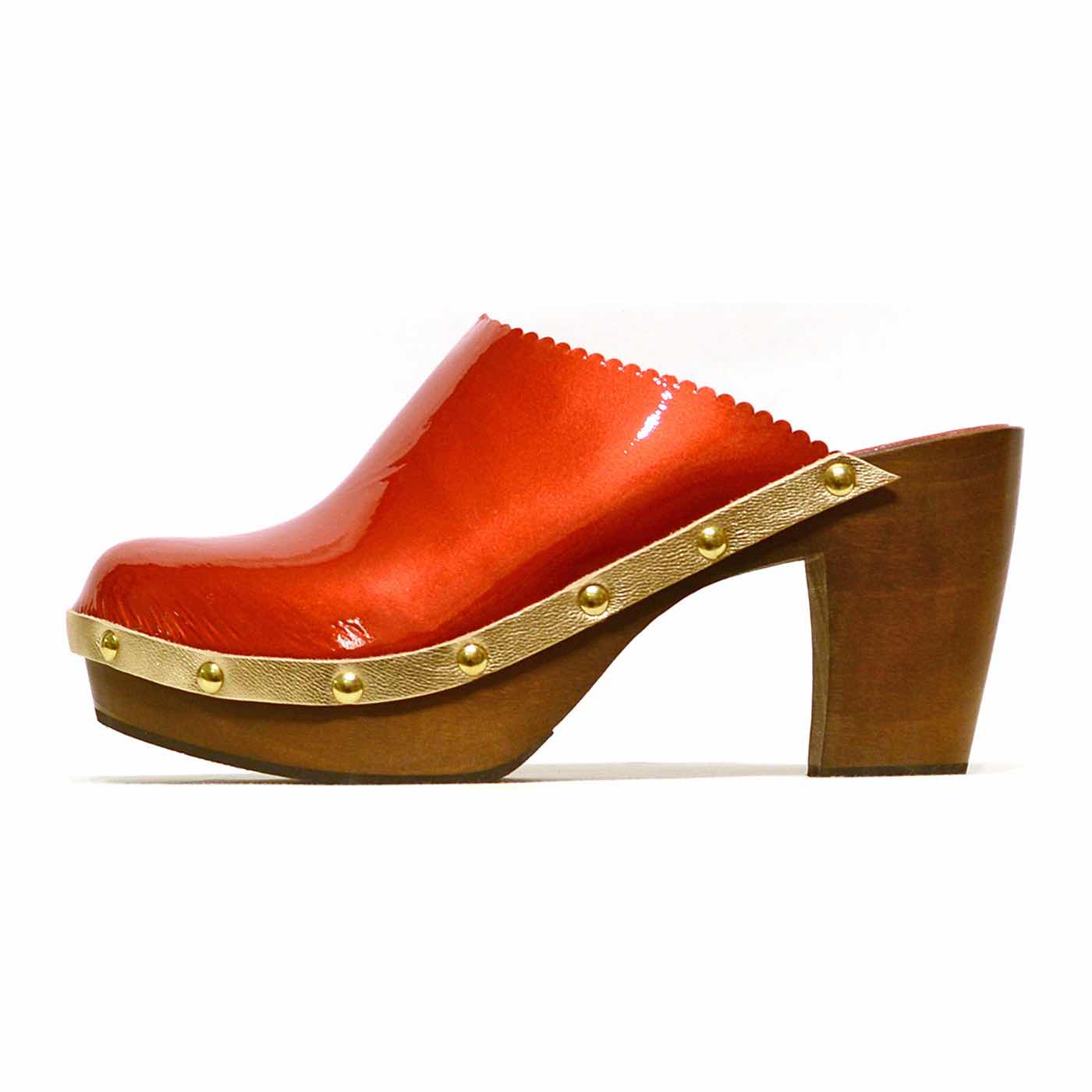 sabots vernis rouge, chaussures femme grande taille