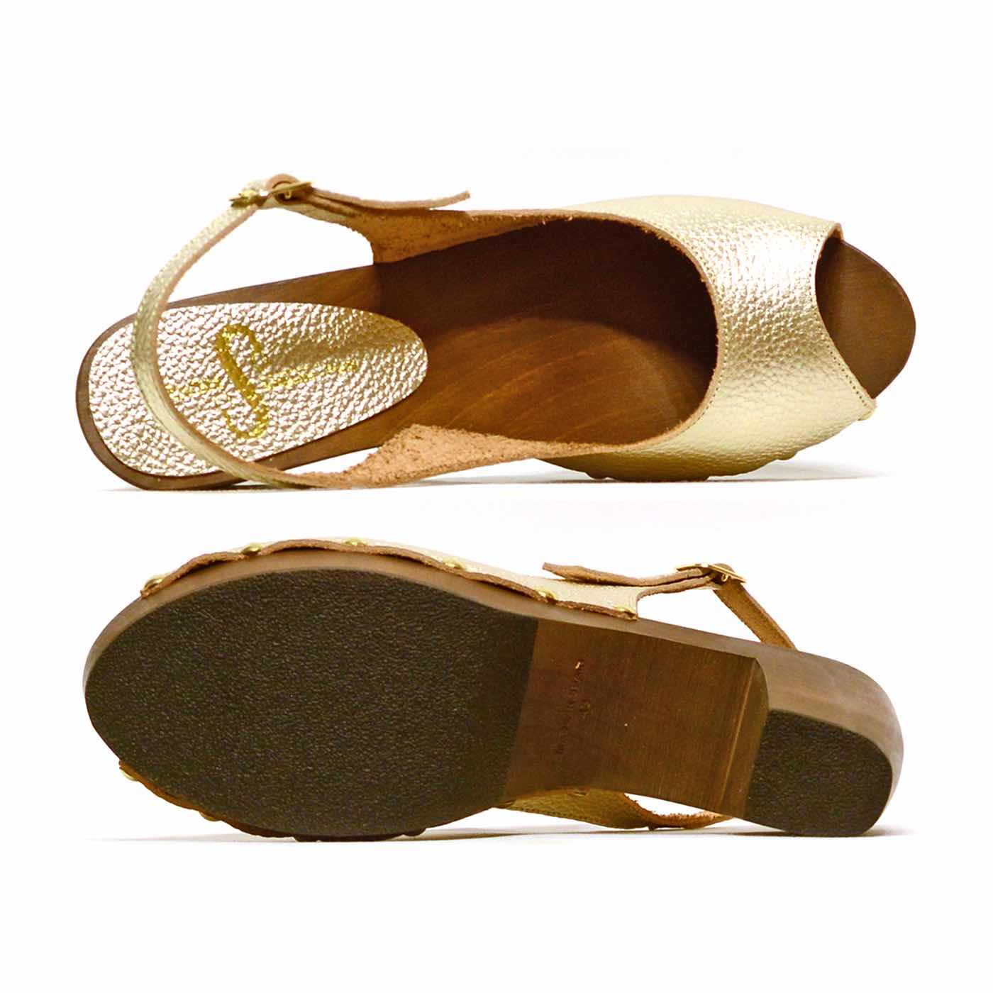 sabots cuir grainé platine, chaussures femme grande taille