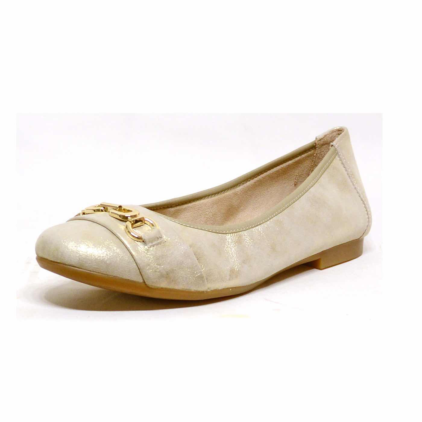 ballerines cuir lisse platine or, chaussures femme grande taille