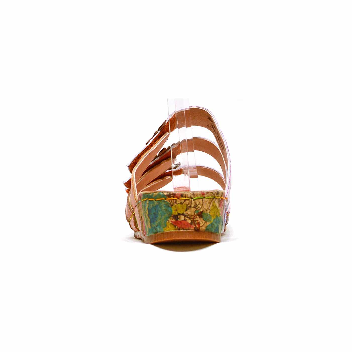 mules cuir lisse multicolore orange, chaussures femme grande taille