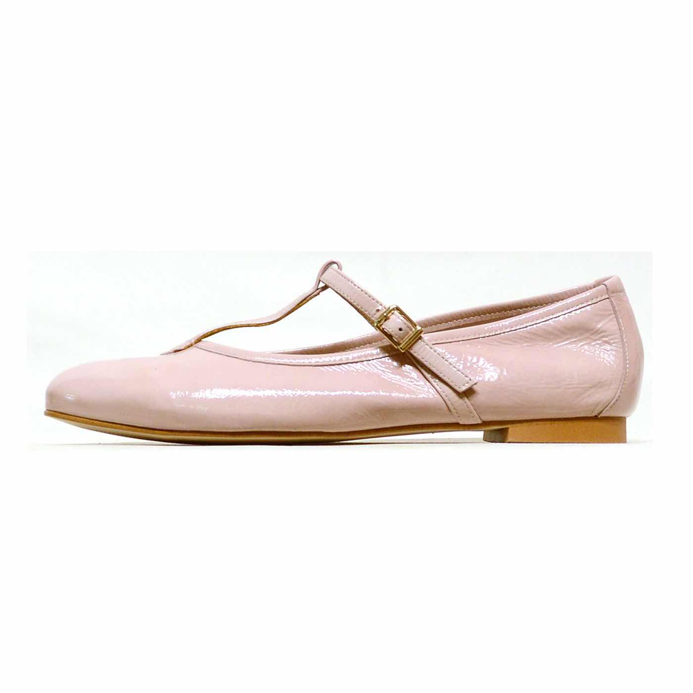 ballerines vernis nude rose, chaussures femme grande taille