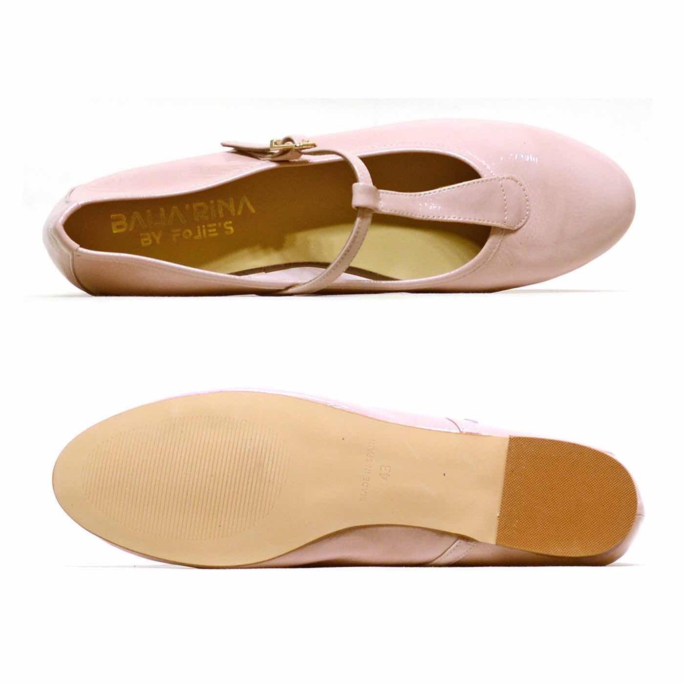 ballerines vernis nude rose, chaussures femme grande taille