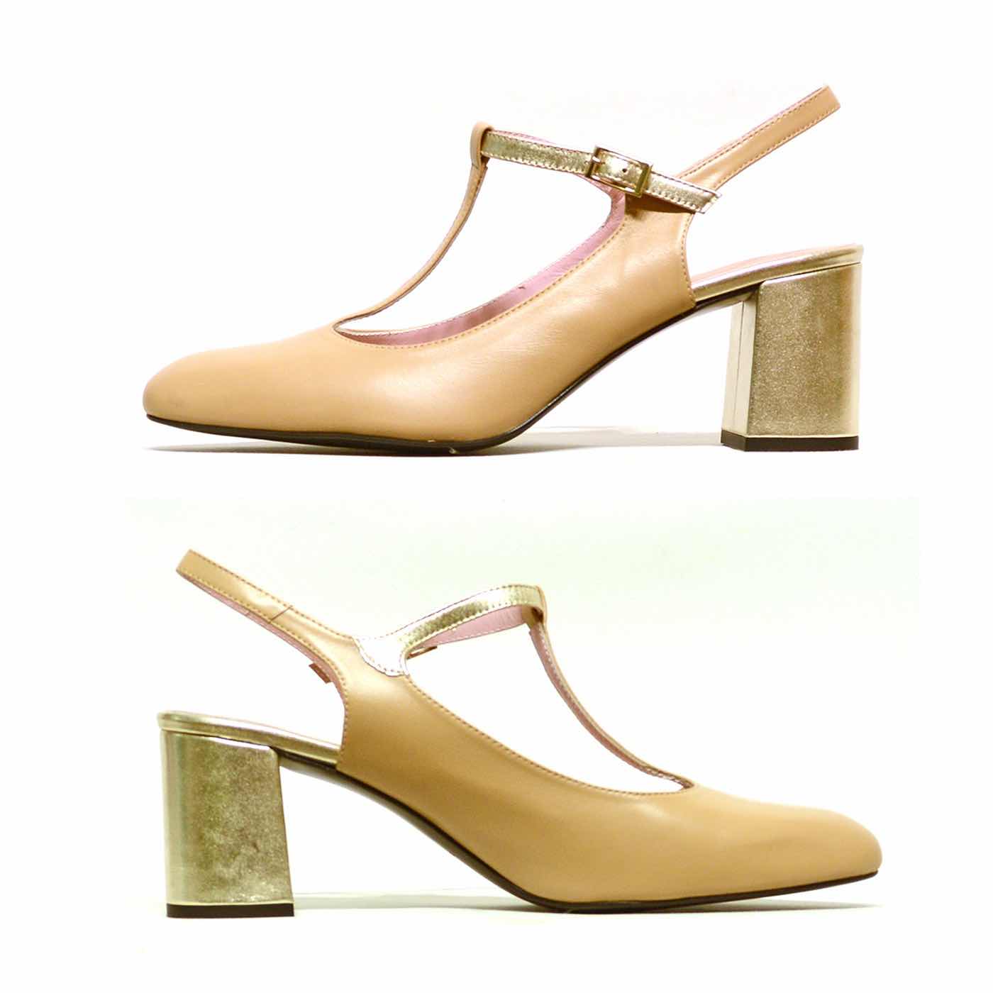 sandales cuir lisse nude or, chaussures femme grande taille