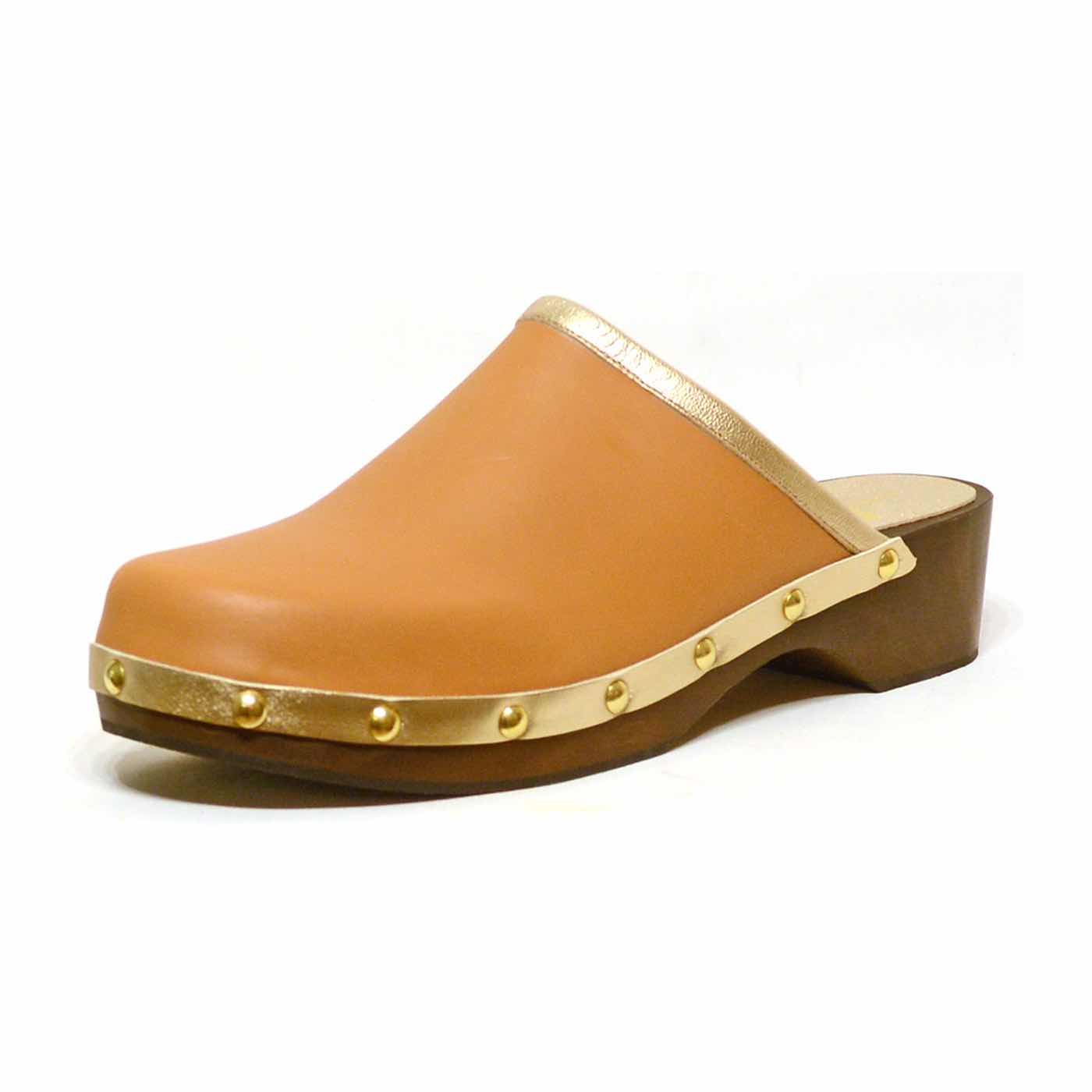 sabots cuir lisse camel, chaussures femme grande taille