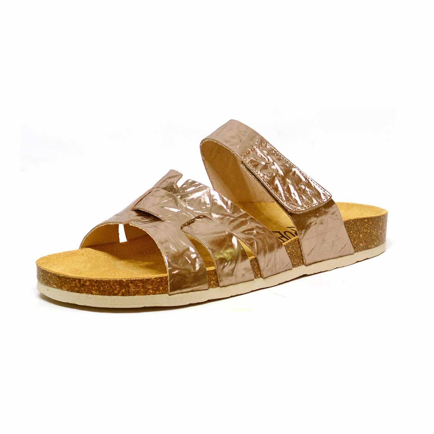 mules cuir fripé bronze metallise, chaussures femme grande taille