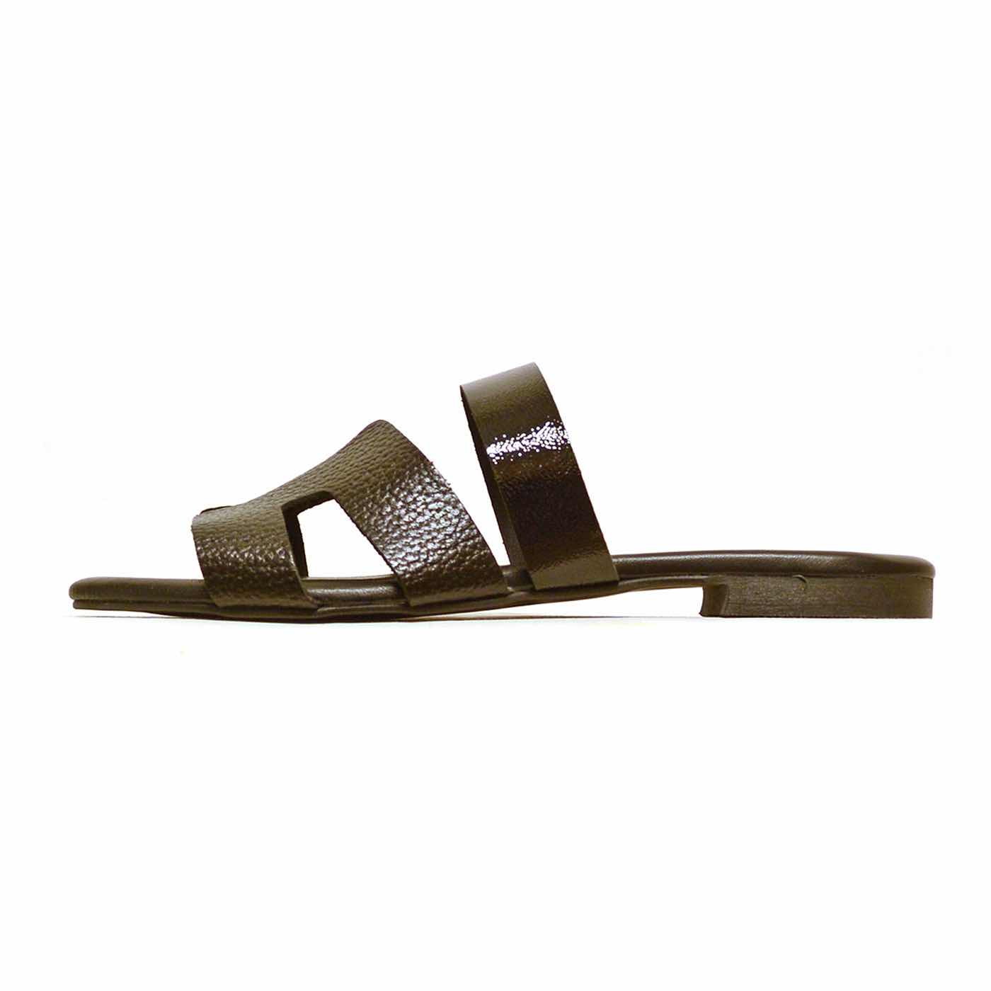 mules cuir grainé noir, chaussures femme grande taille