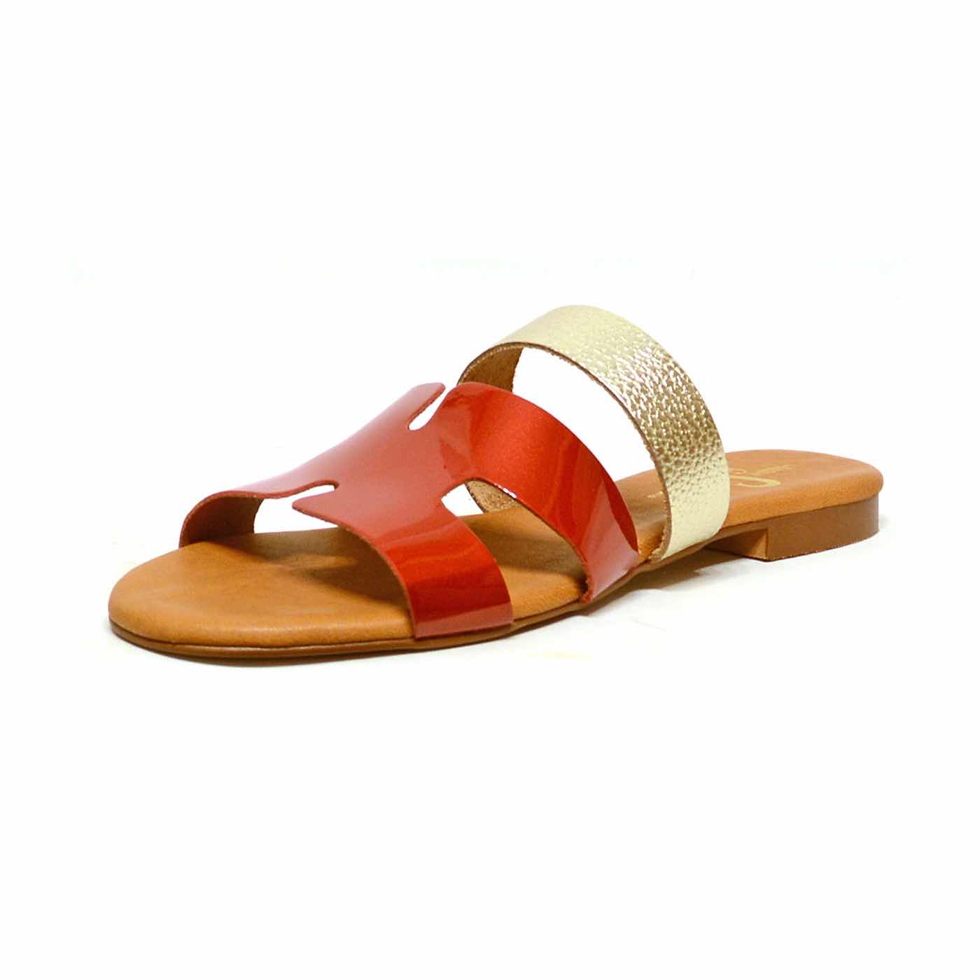 mules cuir grainé rouge, chaussures femme grande taille