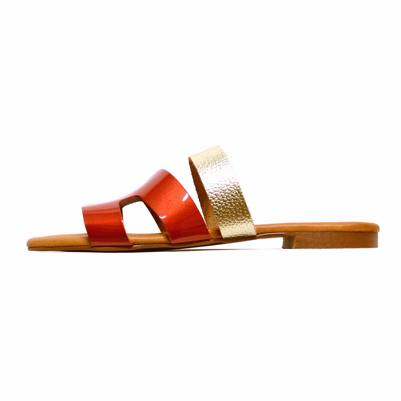 mules cuir grainé rouge, chaussures femme grande taille
