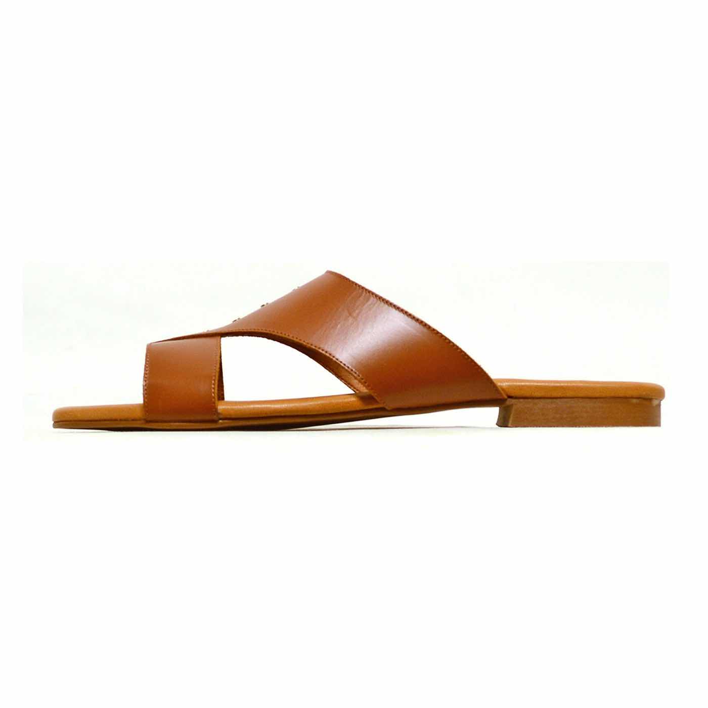 mules cuir lisse marron, chaussures femme grande taille