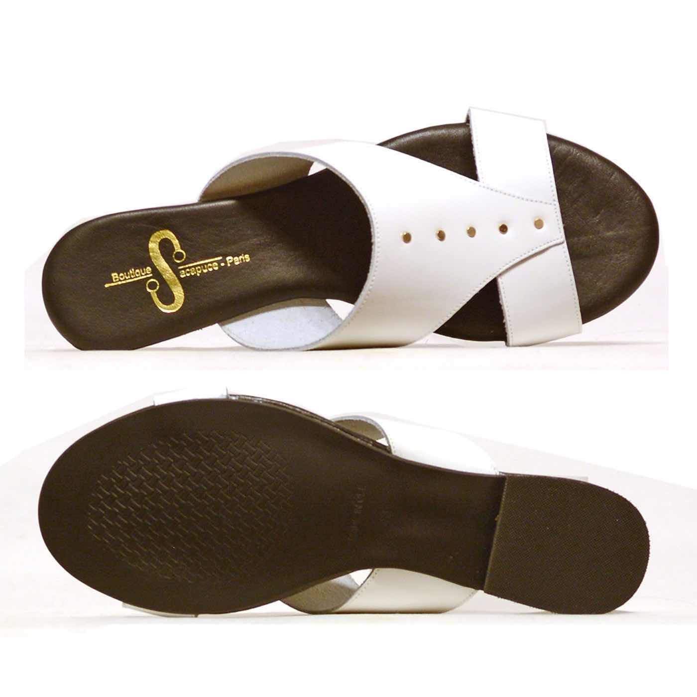 mules brillant blanc, chaussures femme grande taille